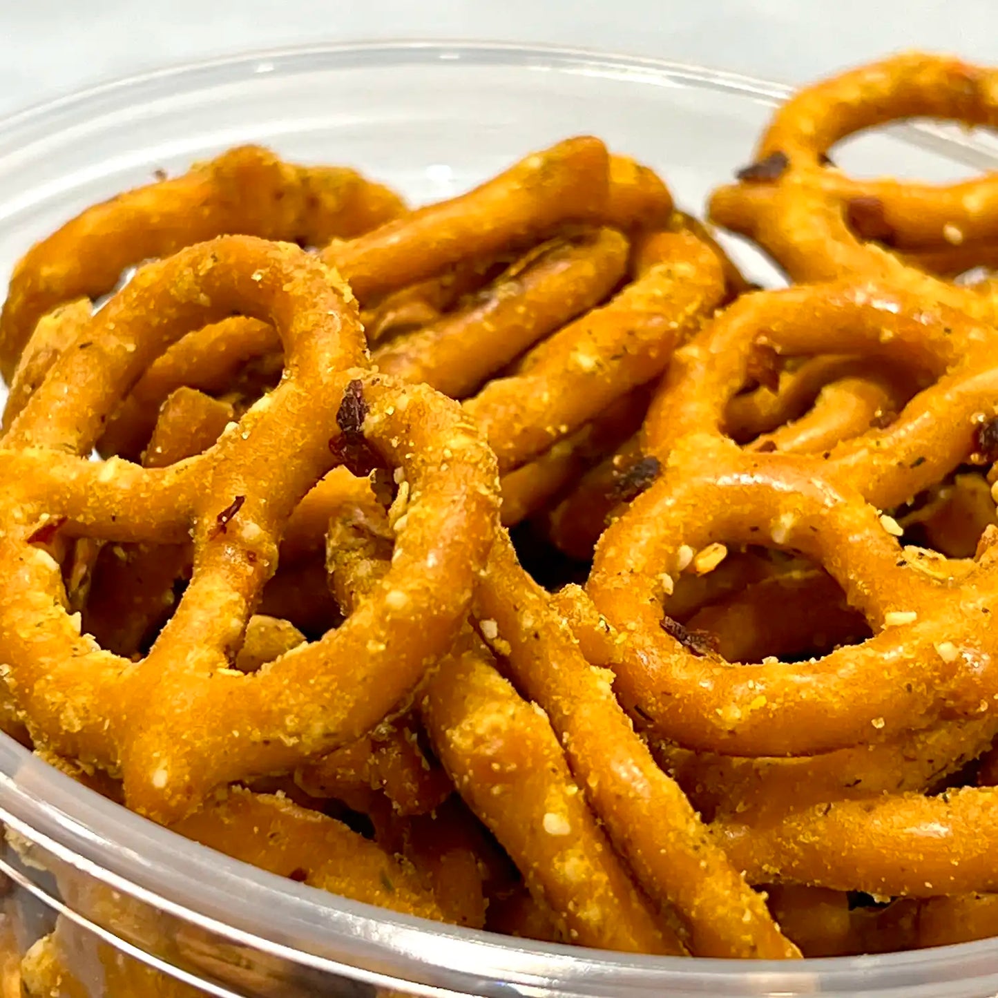 1/2 LB CONTAINER HOT MUSTARD PRETZELS