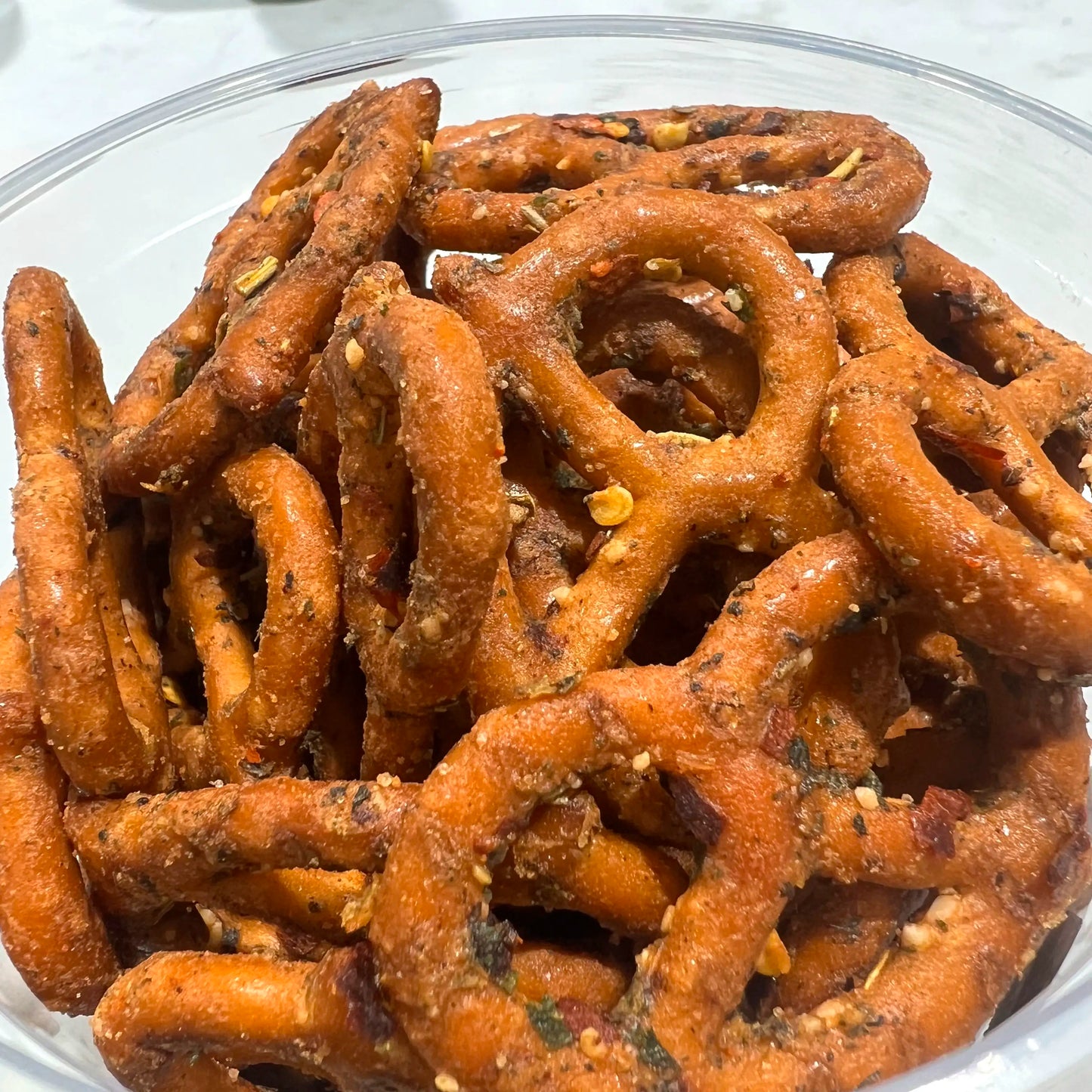 1/2 LB CONTAINER FIRECRACKER PRETZELS